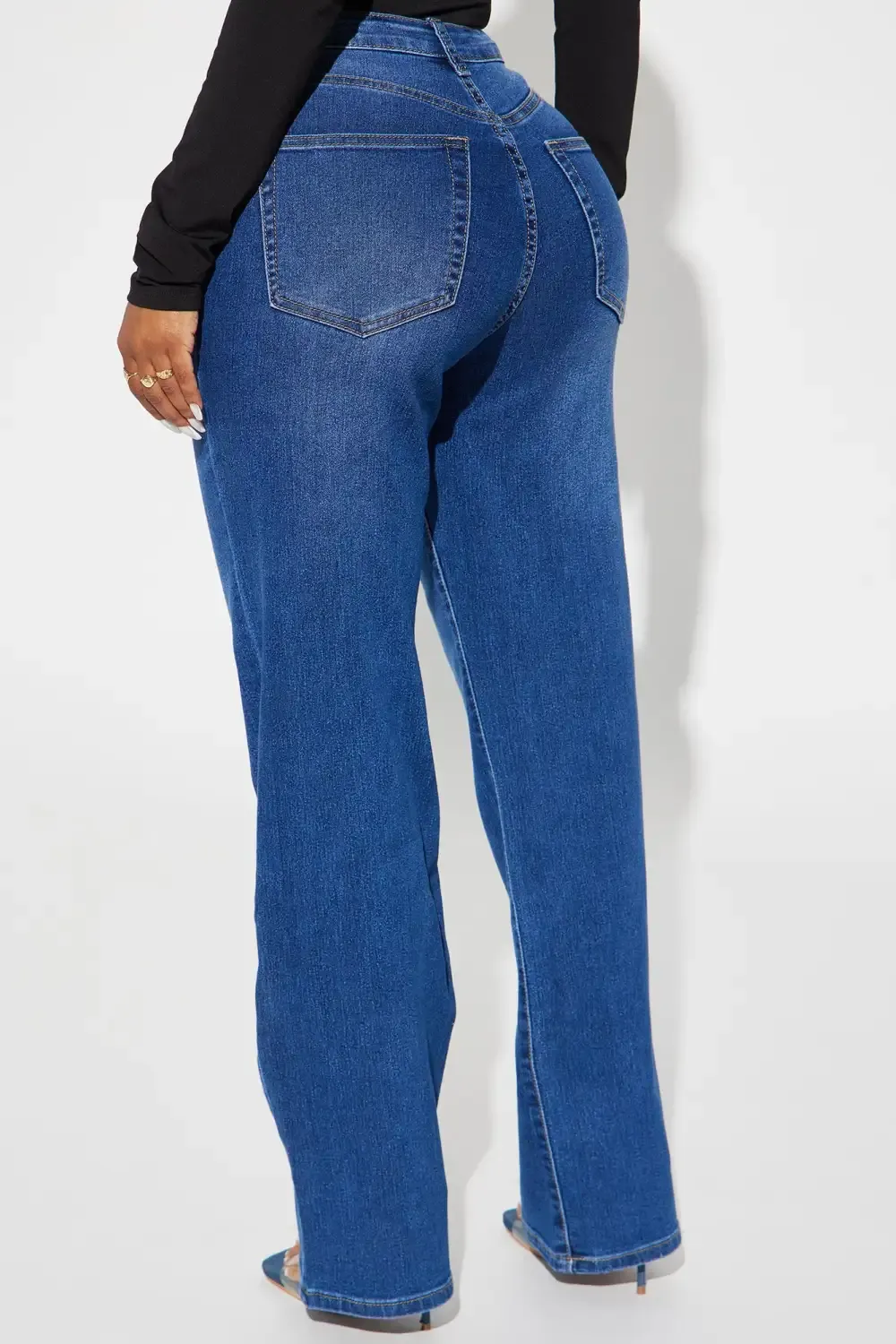 Simply Basic Stretch Straight Jeans - Medium Wash