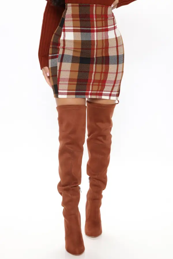Jahia Plaid Mini Skirt - Brown/combo