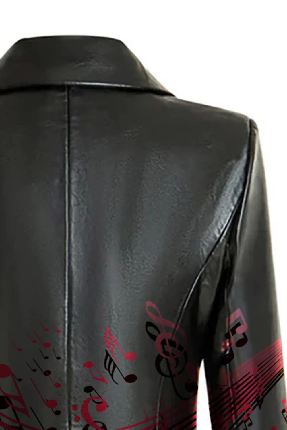 Chic Lapel Collar Long Sleeve Double Breasted Tailored Faux Leather Blazer