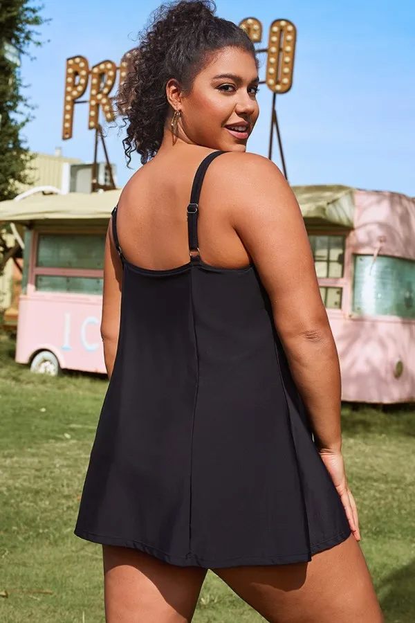 Floral Print Adjustable Wide Strap Swimdress