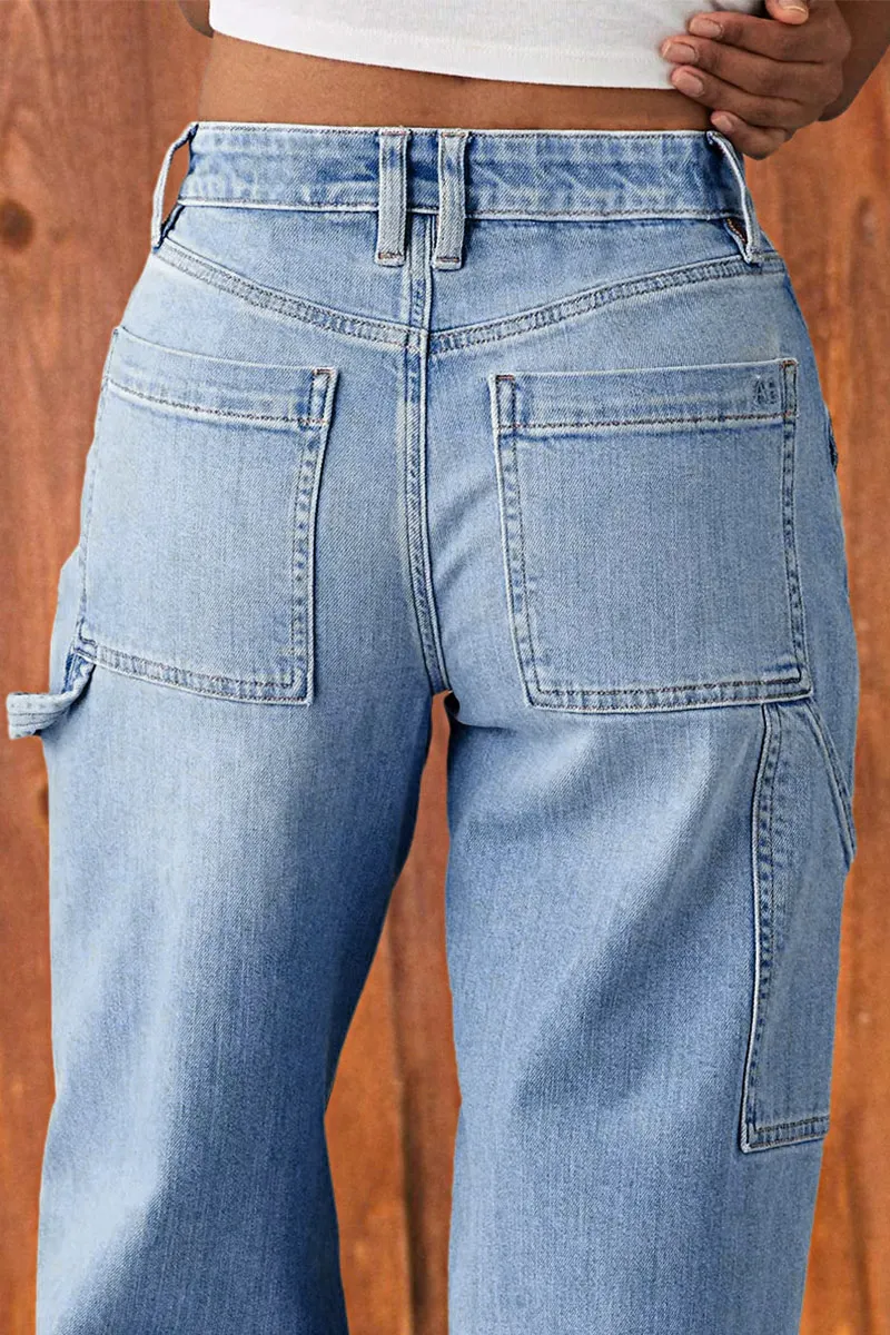 Wash Stretchy High Waist Straight Leg Jeans