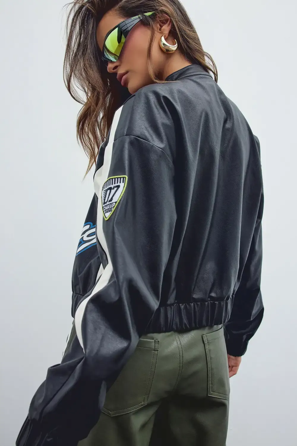 Racer Girl Bomber Jacket - Black/combo