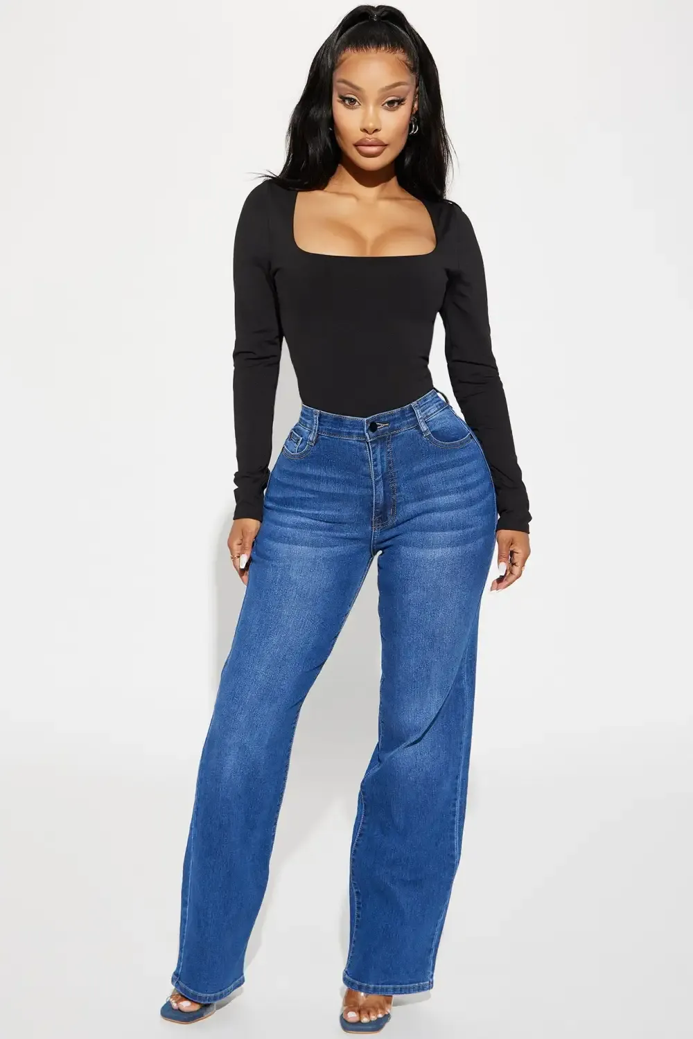 Simply Basic Stretch Straight Jeans - Medium Wash