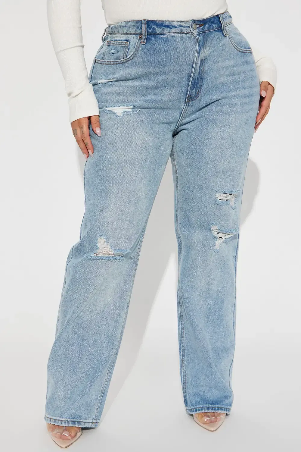Daddy Issues Slouch Fit Jeans - Medium Blue Wash