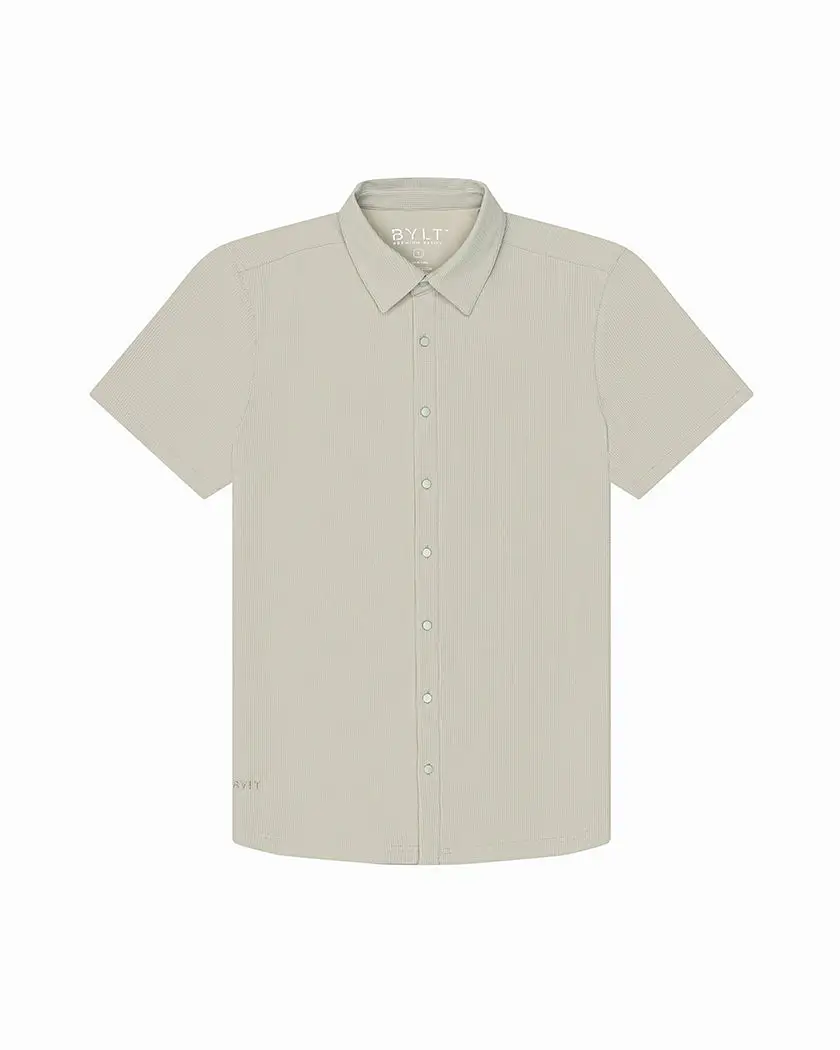 Ribbed+ Short Sleeve Button Down
