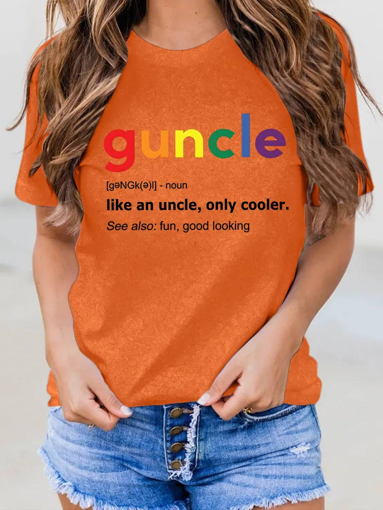 Women'S Guncle Round-Neck Short-Sleeved T-Shirt