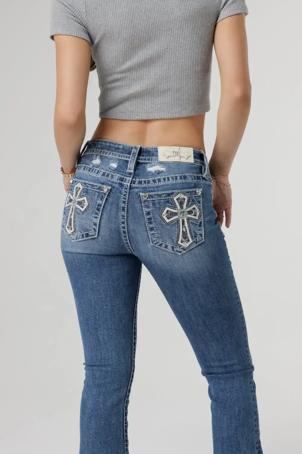 Glistening Cross Bootcut Jeans