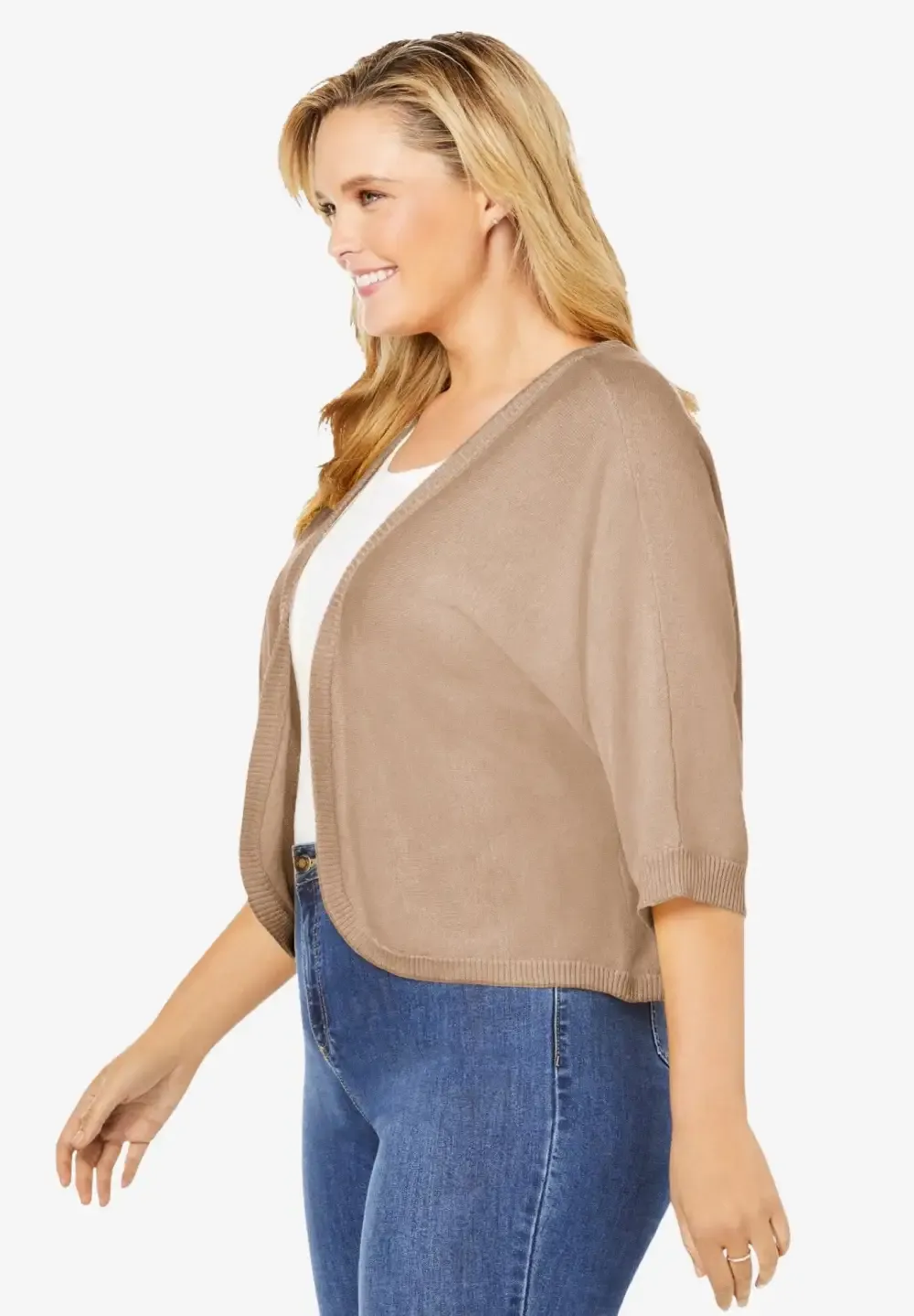 Rib Trim Cardigan Shrug