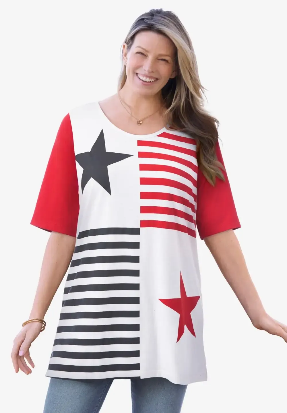 Graphic Print Scoop Neck Tunic