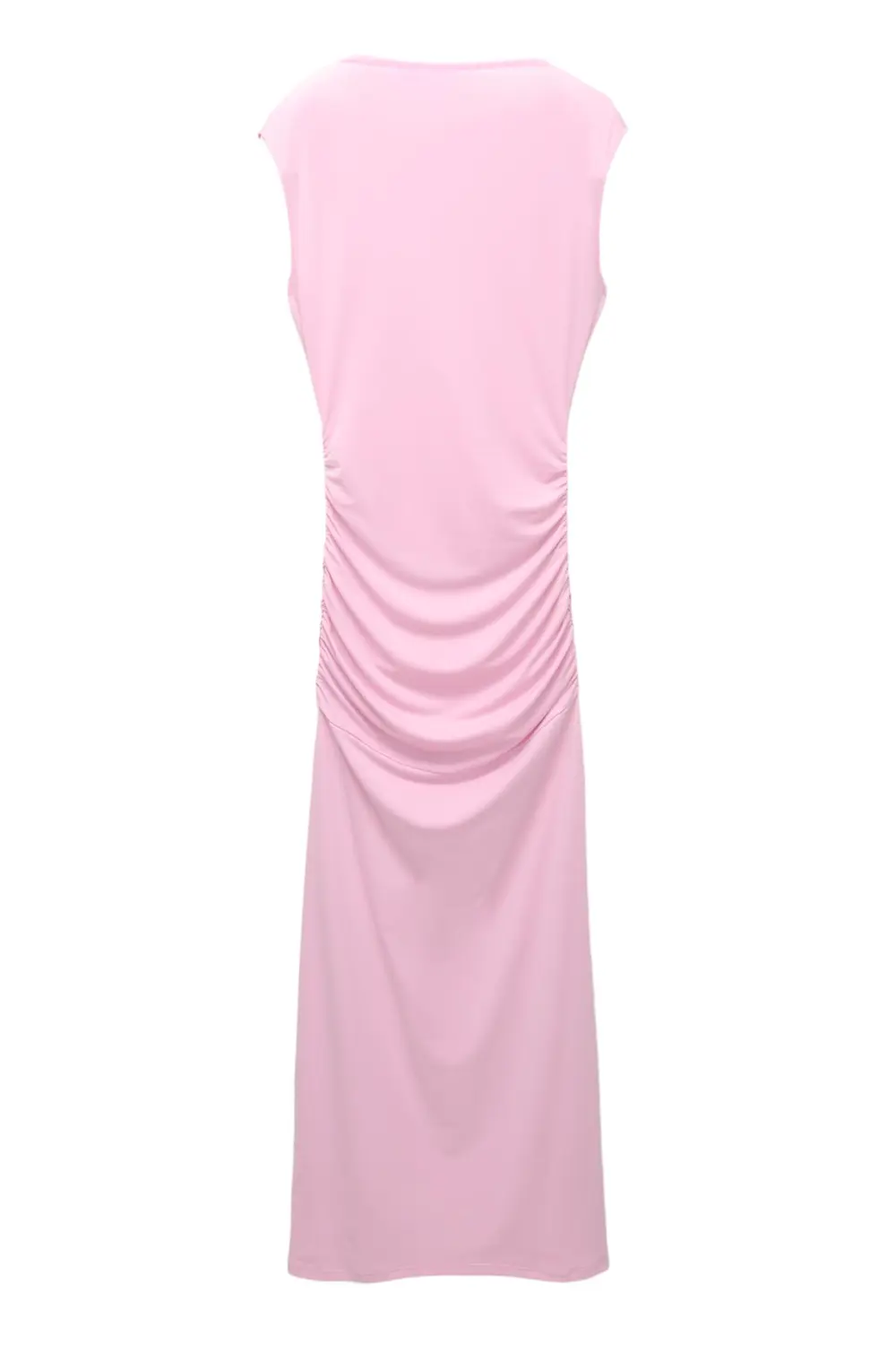 Vestido midi manga sisa frunces