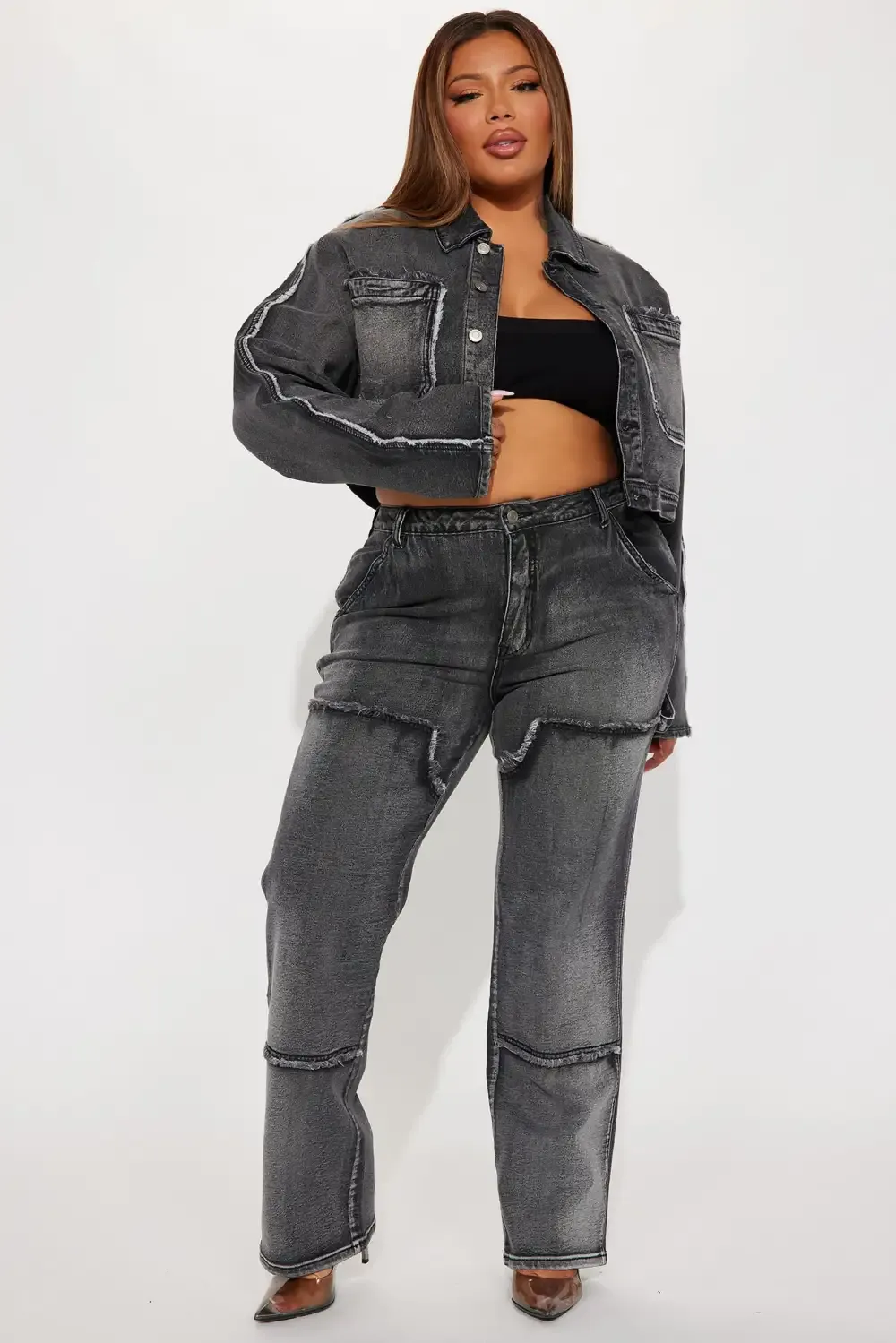High Alert Crop Denim Jacket - Black Wash
