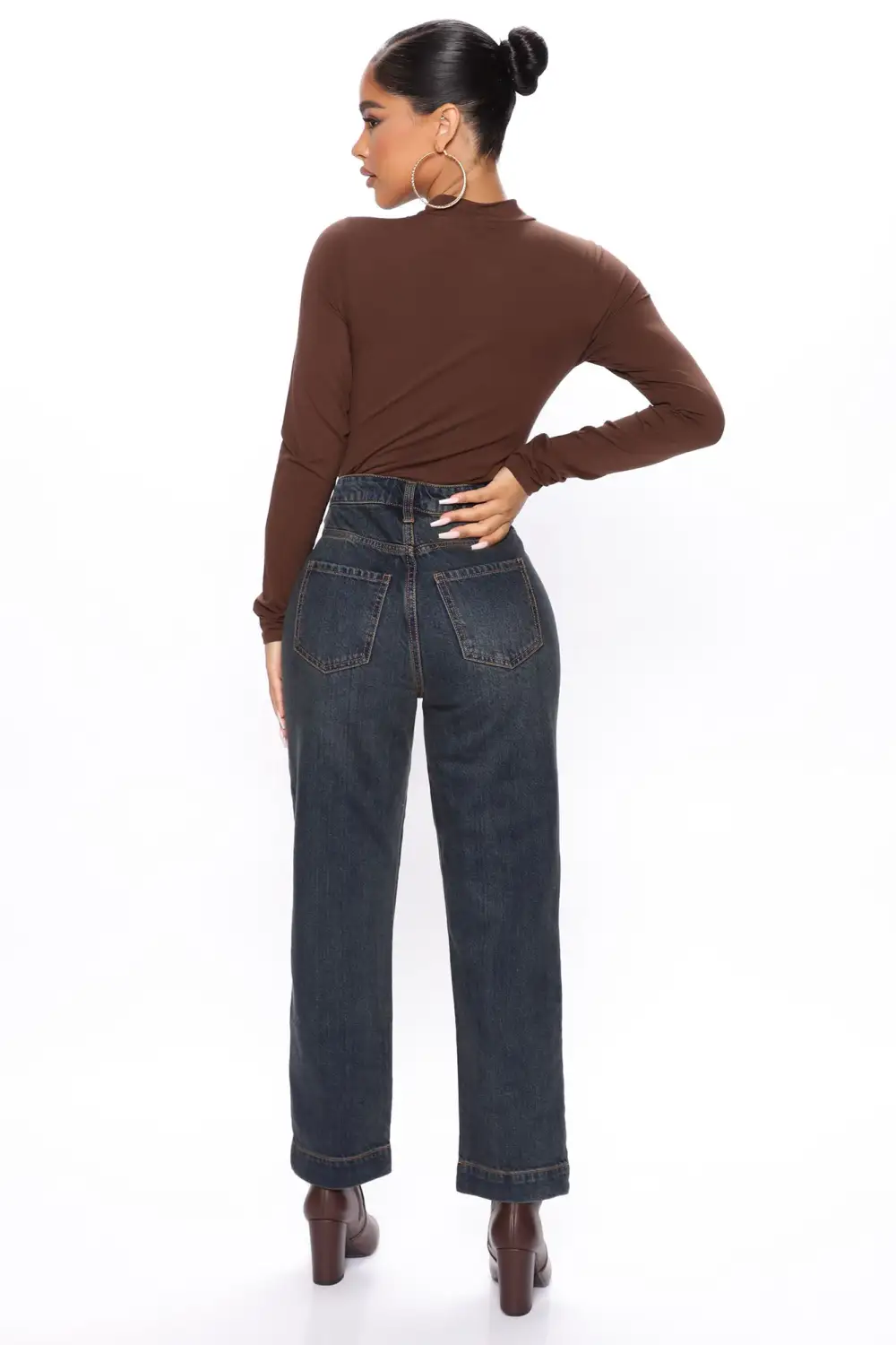 Melanie Mock Neck Bodysuit - Chocolate