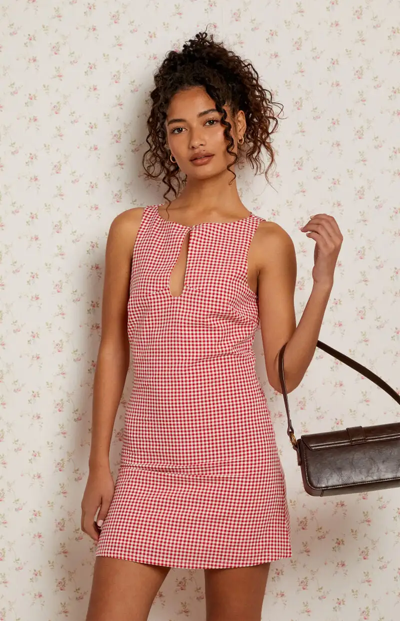 LA Hearts Linen Keyhole Mini Dress