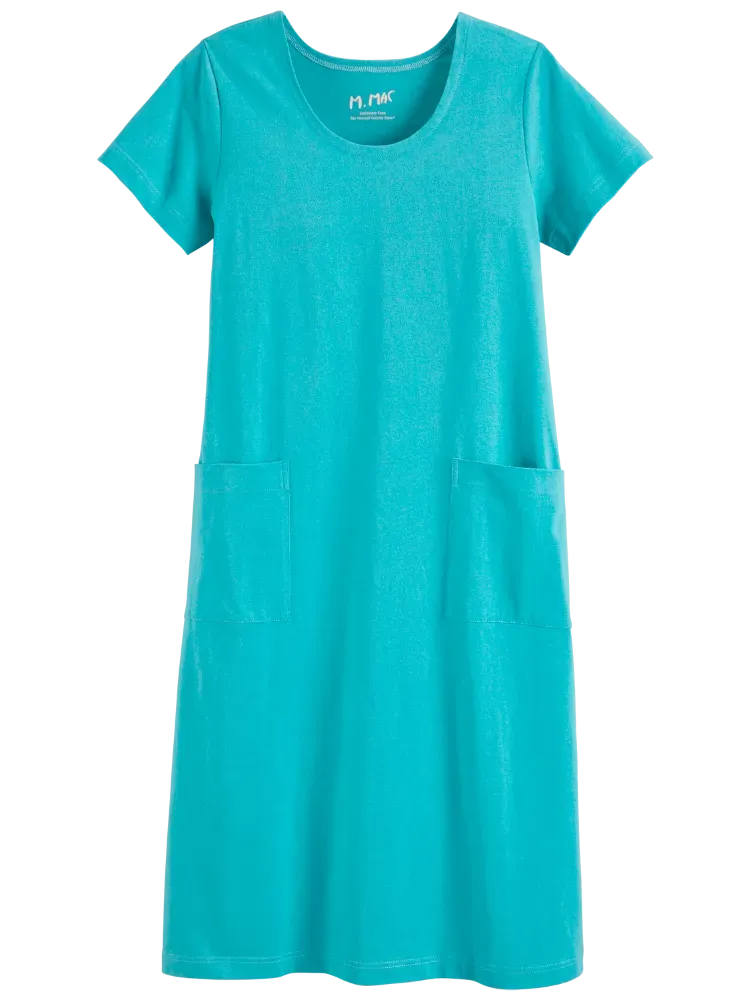 M.MAC Solid Cotton Knit Mid-Length Dress With Pockets