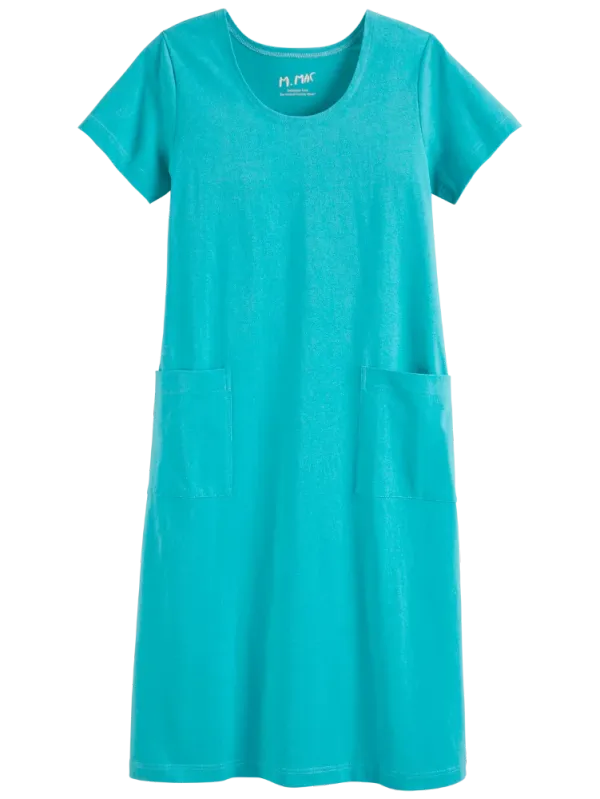 M.MAC Solid Cotton Knit Mid-Length Dress With Pockets