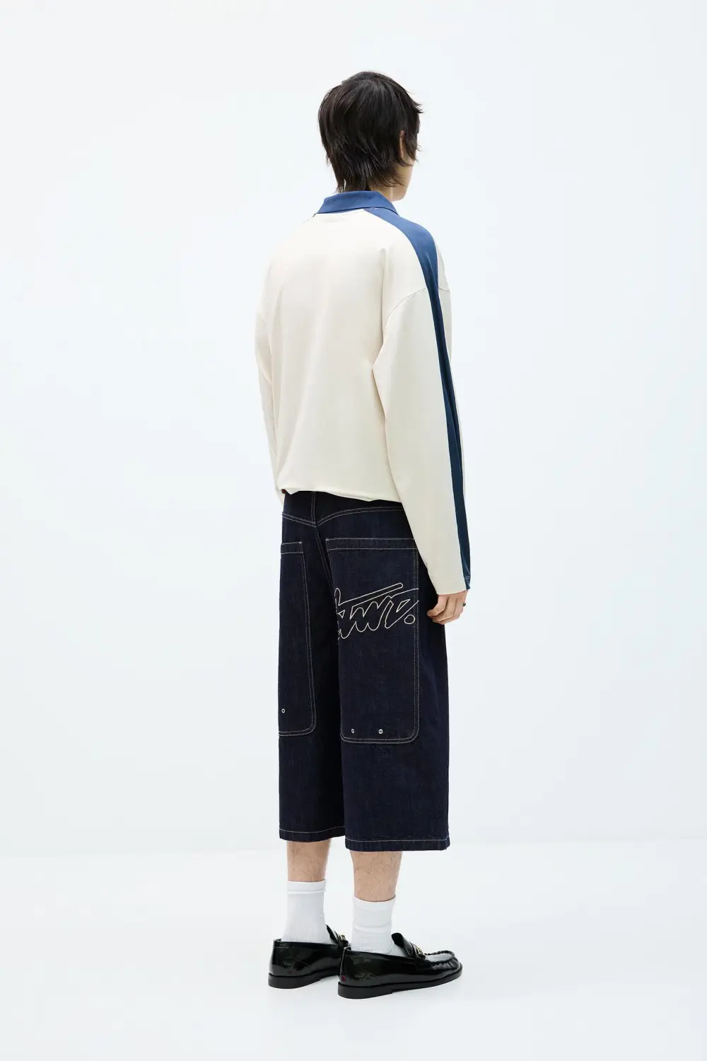 Super baggy STWD denim Bermuda shorts