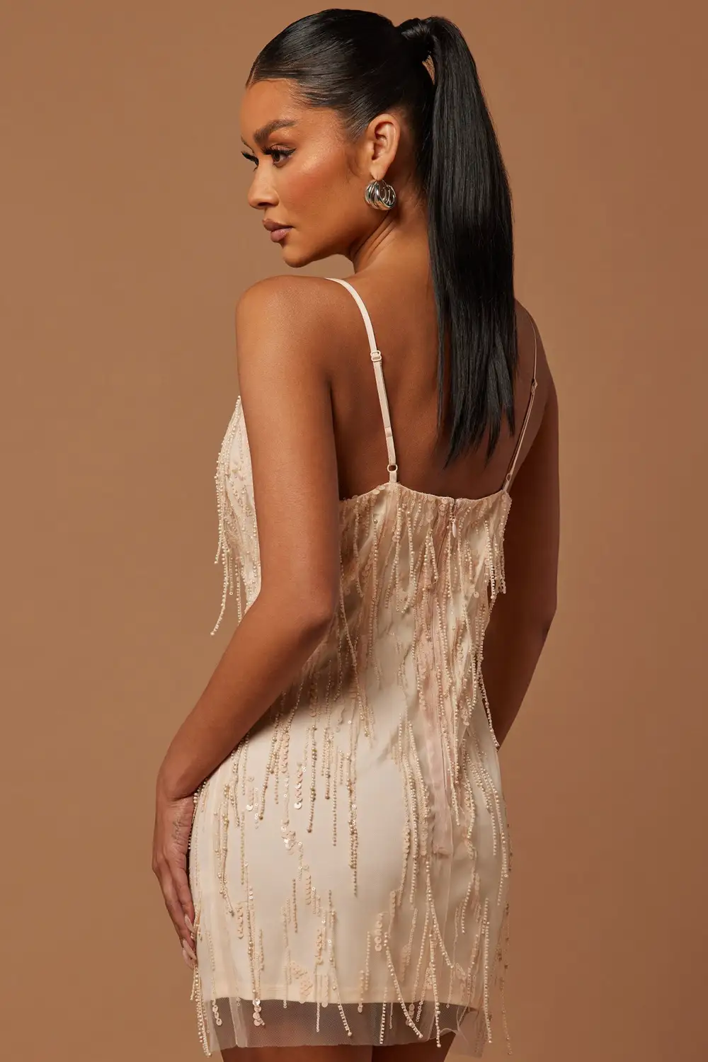 Isabelle Sequin Mini Dress - Nude