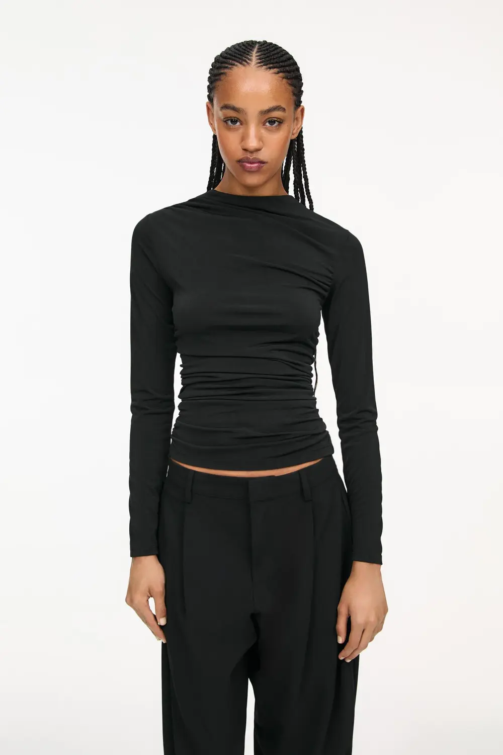 Gathered long sleeve top