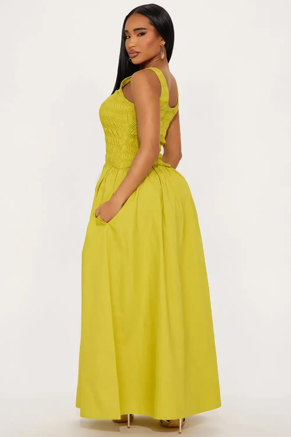 Hallie Poplin Maxi Dress - Chartreuse