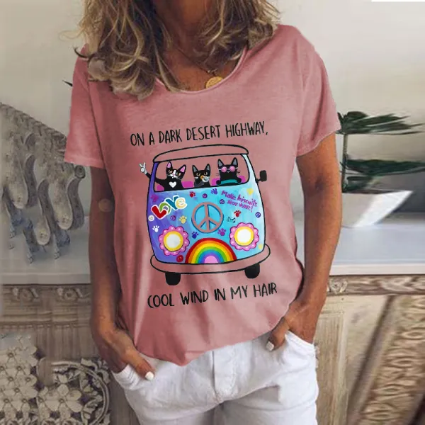 Cats In The Peace Car Hippies Tees