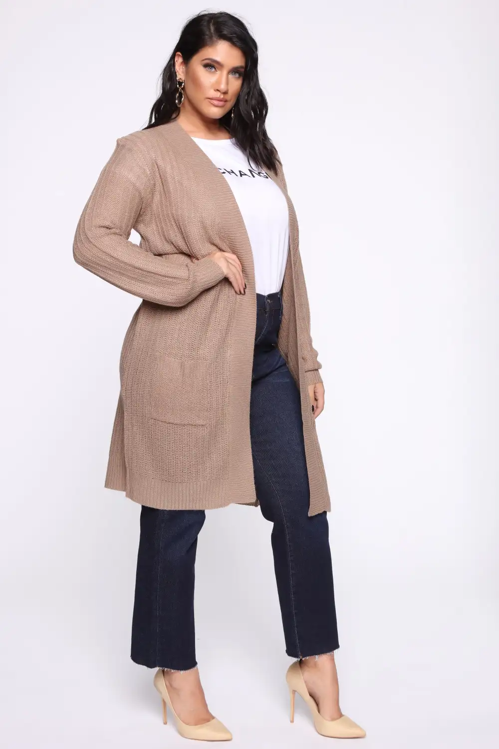 Throw It On Ribbed Cardigan - Khaki