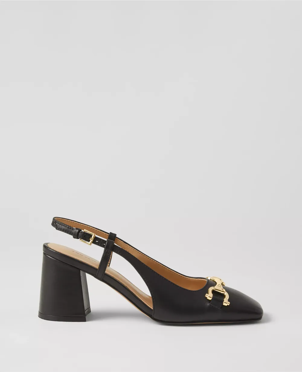 Leather Square Toe Slingback Pumps