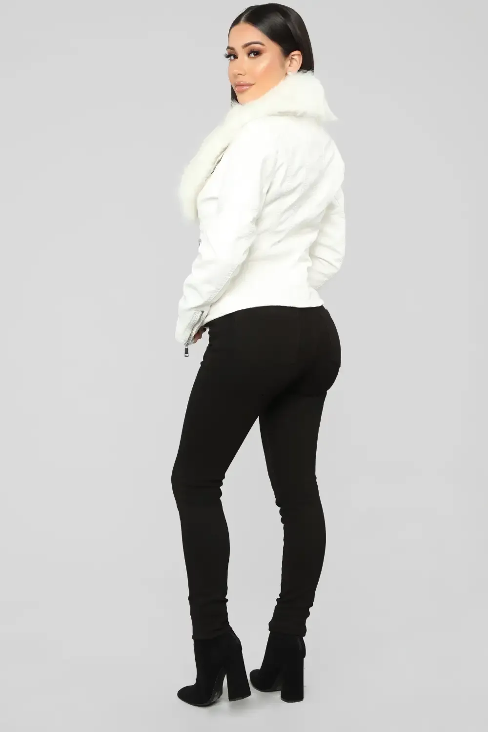 Elsa Faux Leather Jacket - White