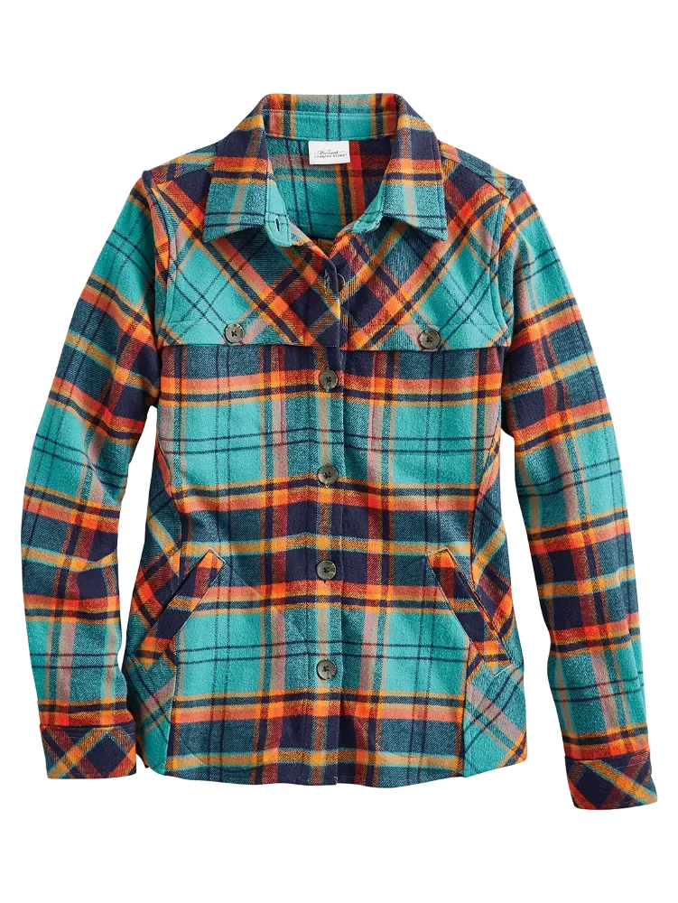 Women's Plaid Flannel Shirt Jacket