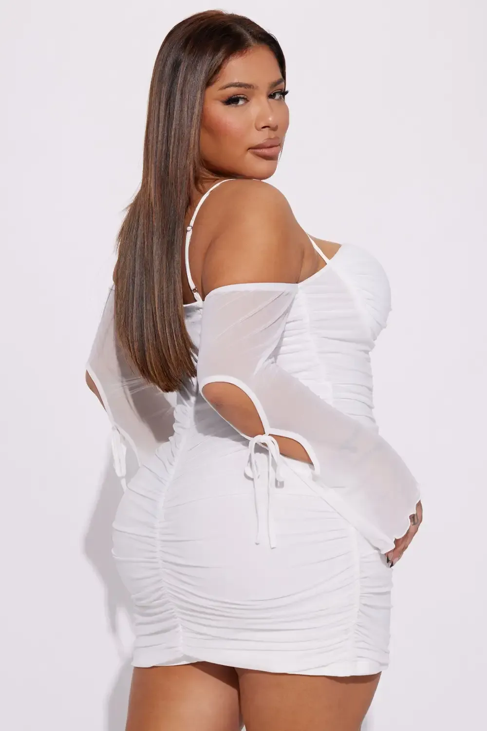 Hayes Ruched Mini Dress - White