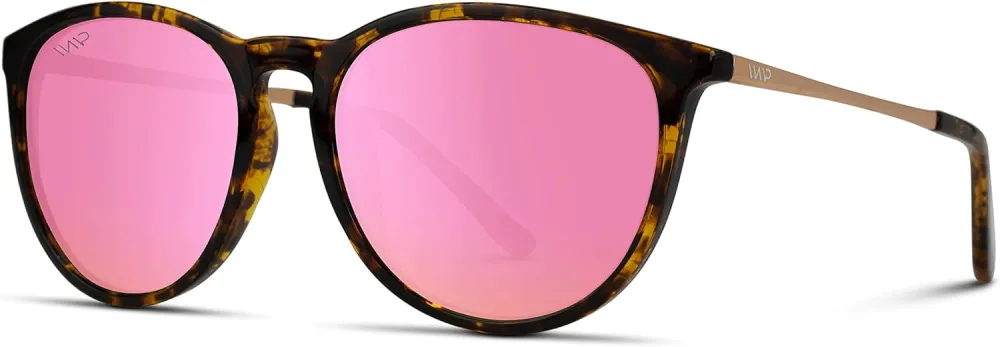 WearMe Pro Women's Round Sunglasses with Polarized UV Protection, Trendy Retro Designer Style