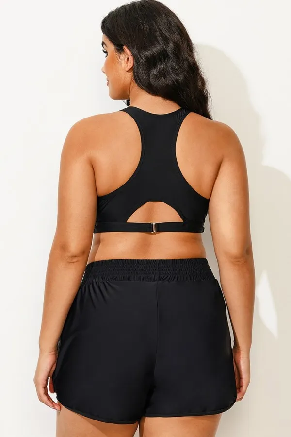 Black Twist Front Adjustable Back Latch Bikini Top