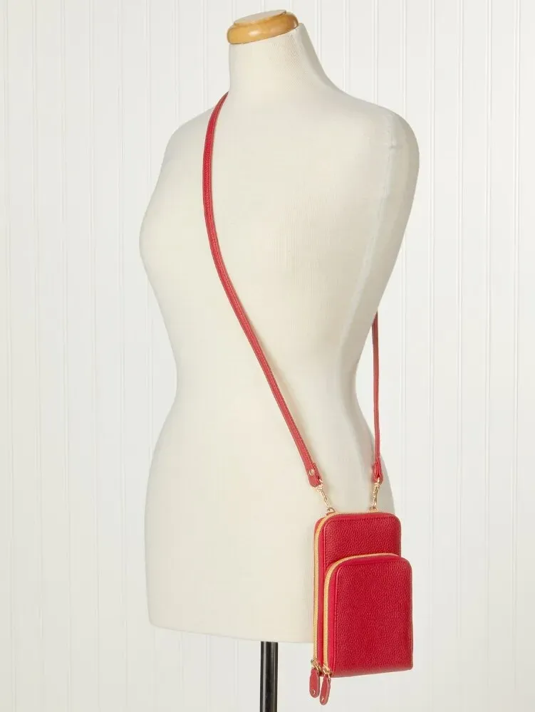 Women's Vertical RFID-Blocking Crossbody Bag