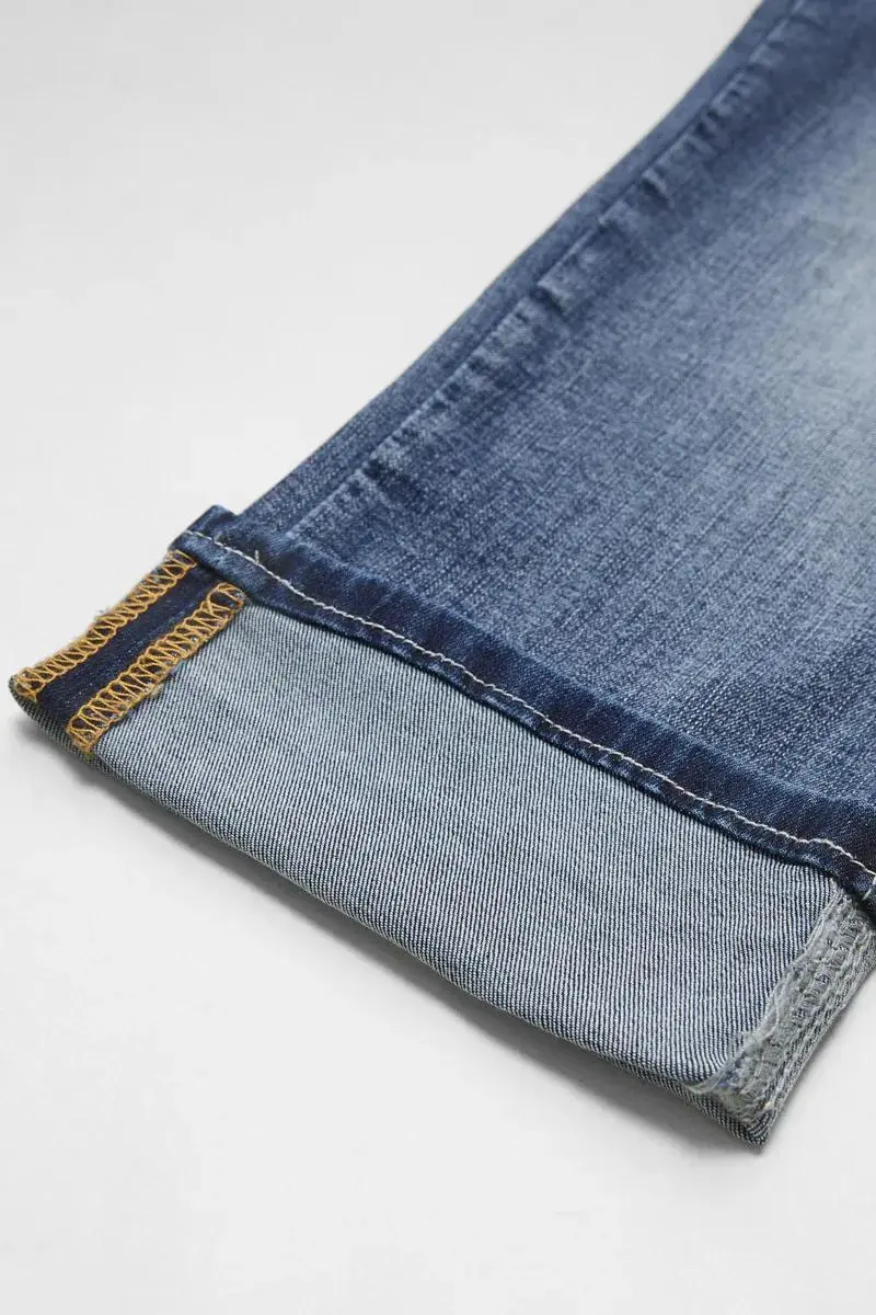 Wash High Stretch Roll Hem Mid Rise Skinny Jeans