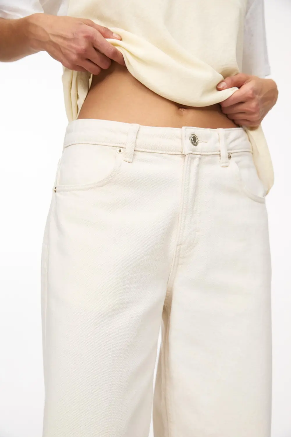 Jeans wide leg tiro alto