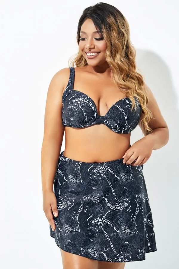 Black Floral Elegant Underwire Bikini Top