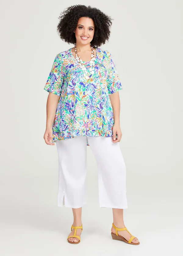 Stretch Linen Foundation Crop Pant