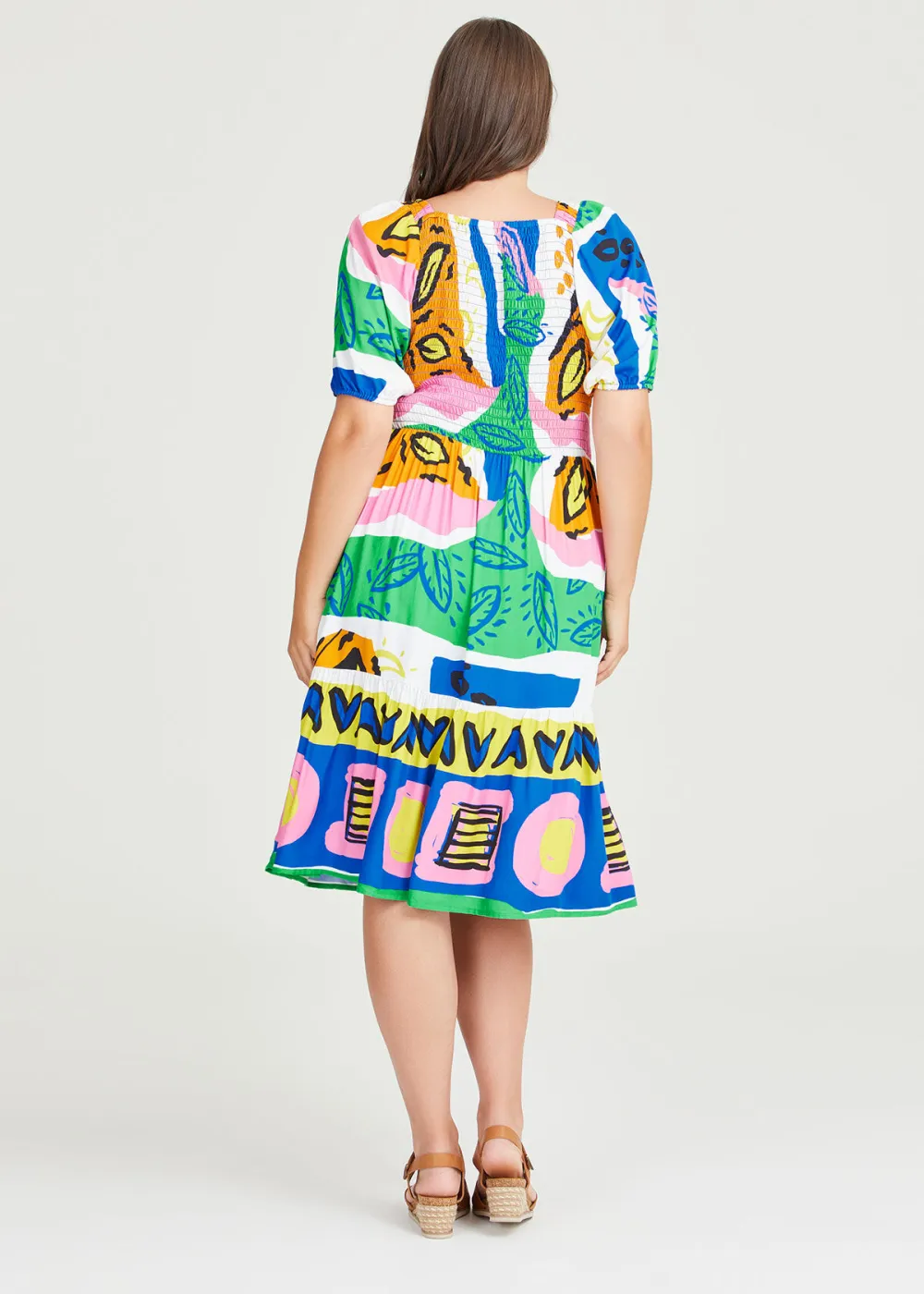 Natural Sunseeker Shirred Dress