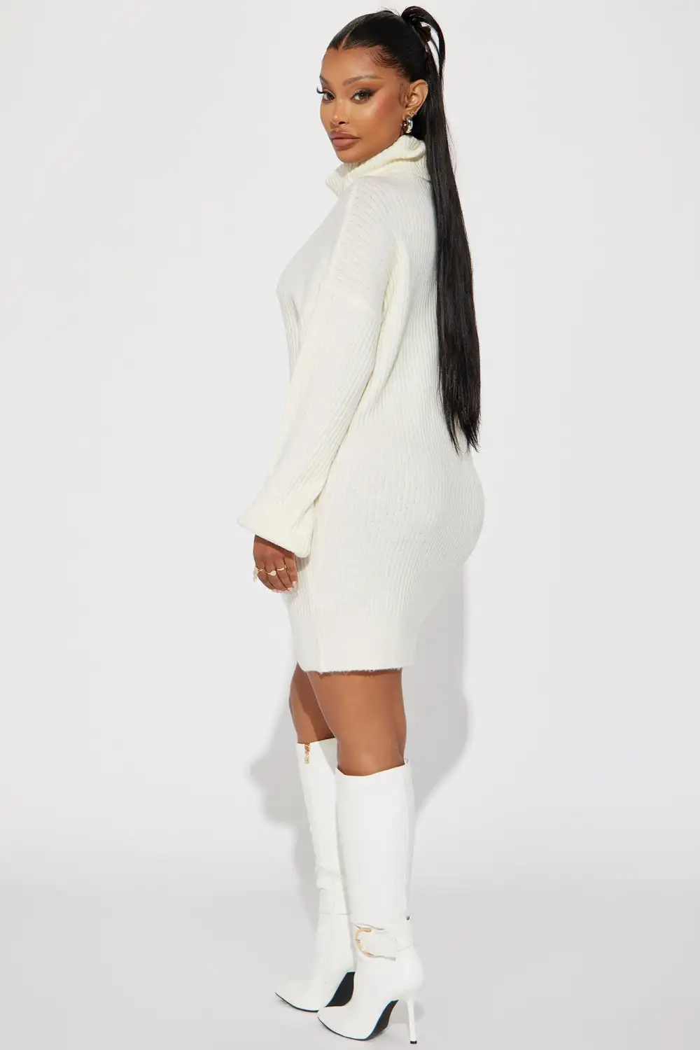 Karina Sweater Mini Dress - Cream
