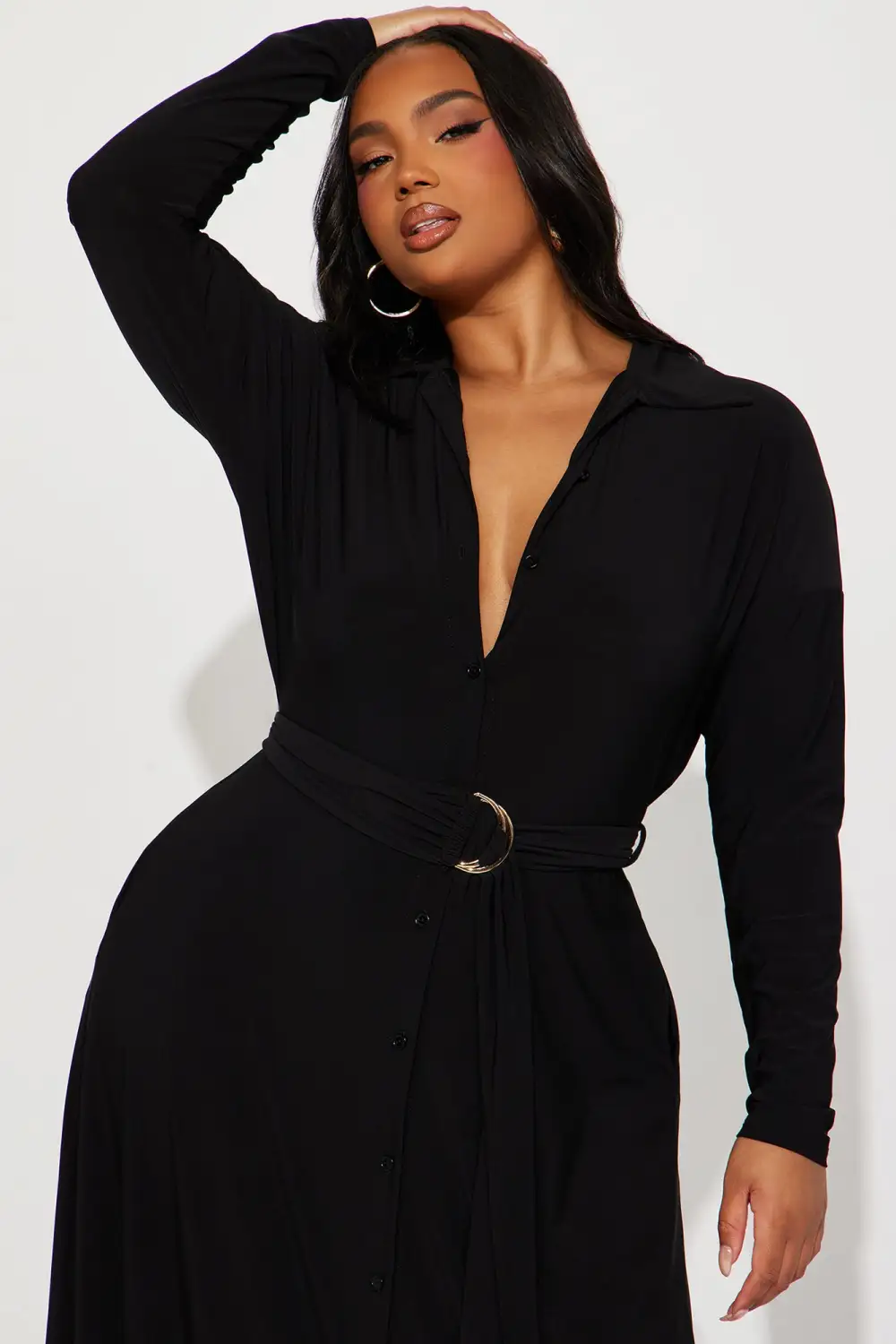 Amelia Belted Maxi Dress - Black