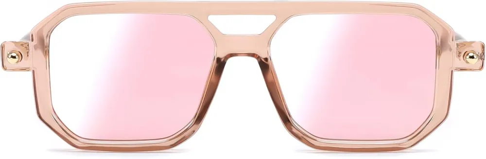 FEISEDY Vintage Square 70s Flat Aviator Sunglasses Women Men Classic Retro Stylish Frame UV400 Sunglasses B2622