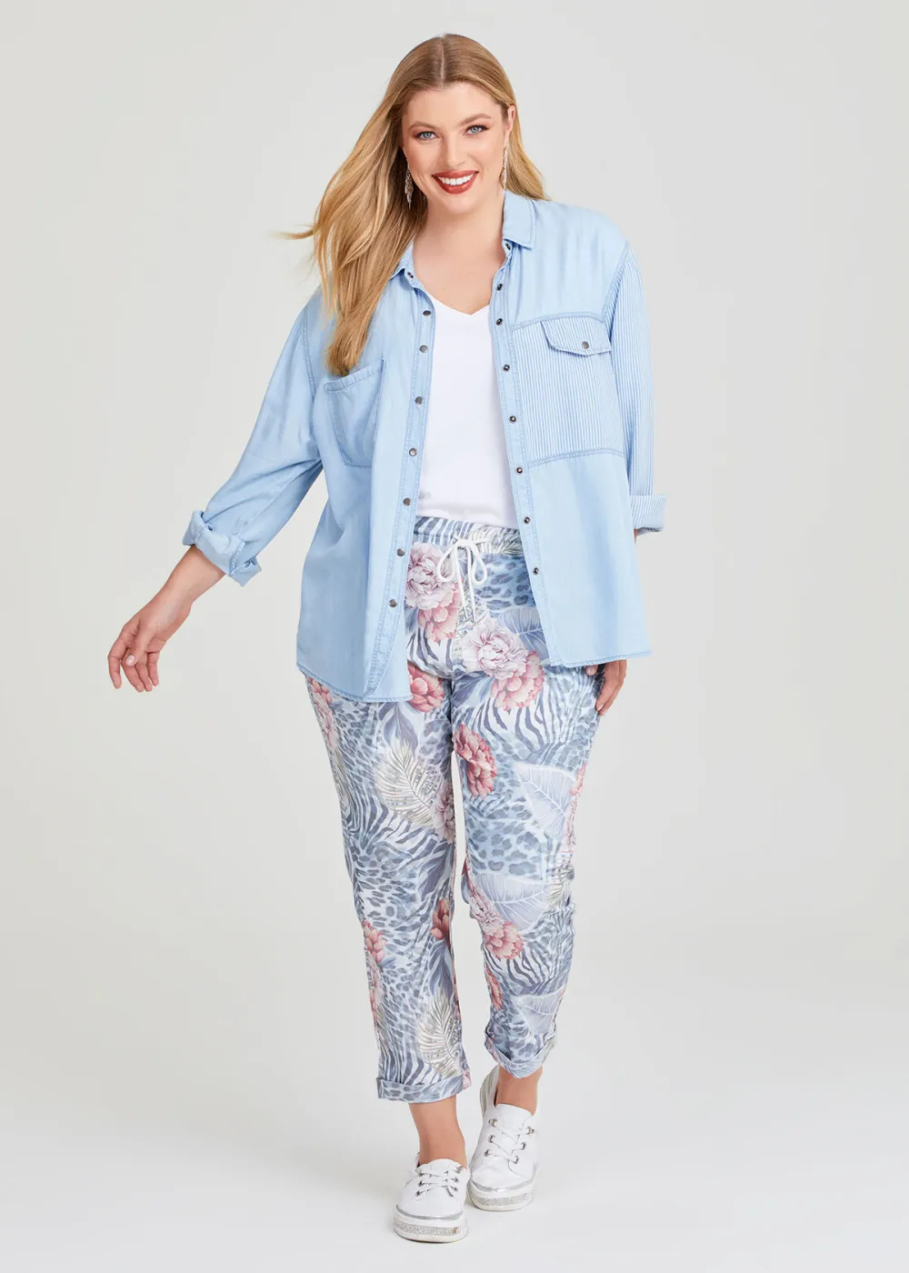 Natural Floral Cropped Jogger