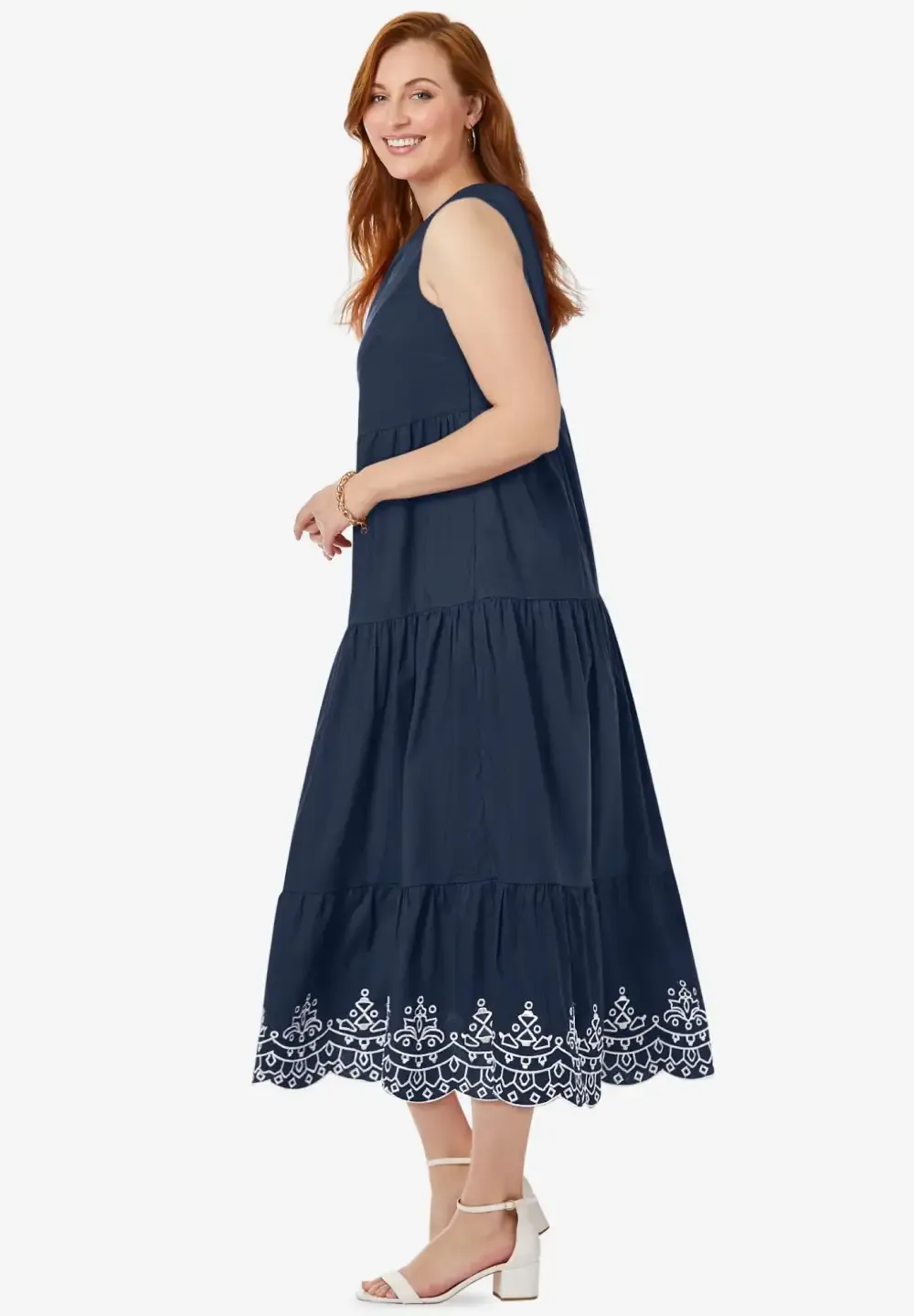 Sleeveless Eyelet Poplin Dress