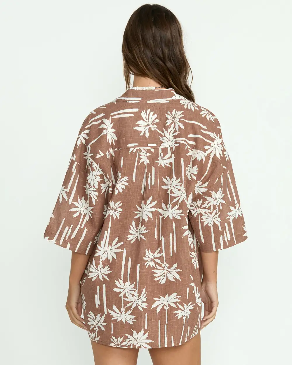 Beach Side Printed Short Sleeve Shirt - Nutmeg