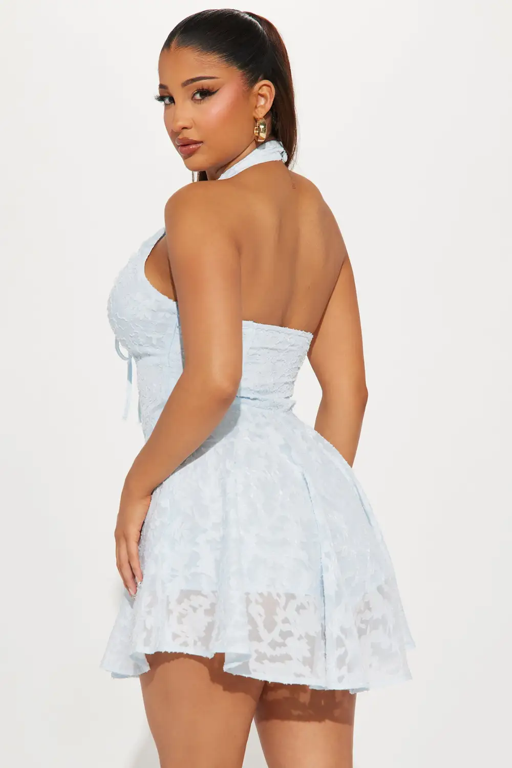 Cindy Chiffon Mini Dress - Light Blue