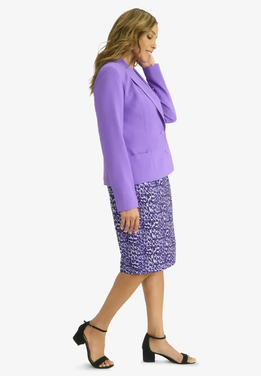 2-Piece Stretch Crepe Single-Breasted Jacket Dress