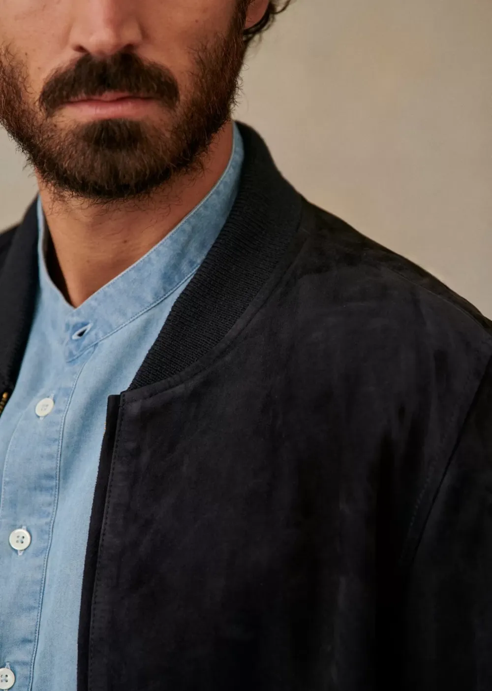 Suede Crew Neck Jackets