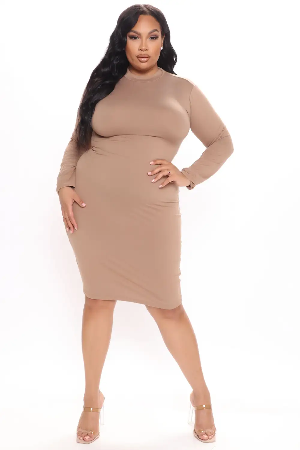Feelin It Midi Dress - Taupe