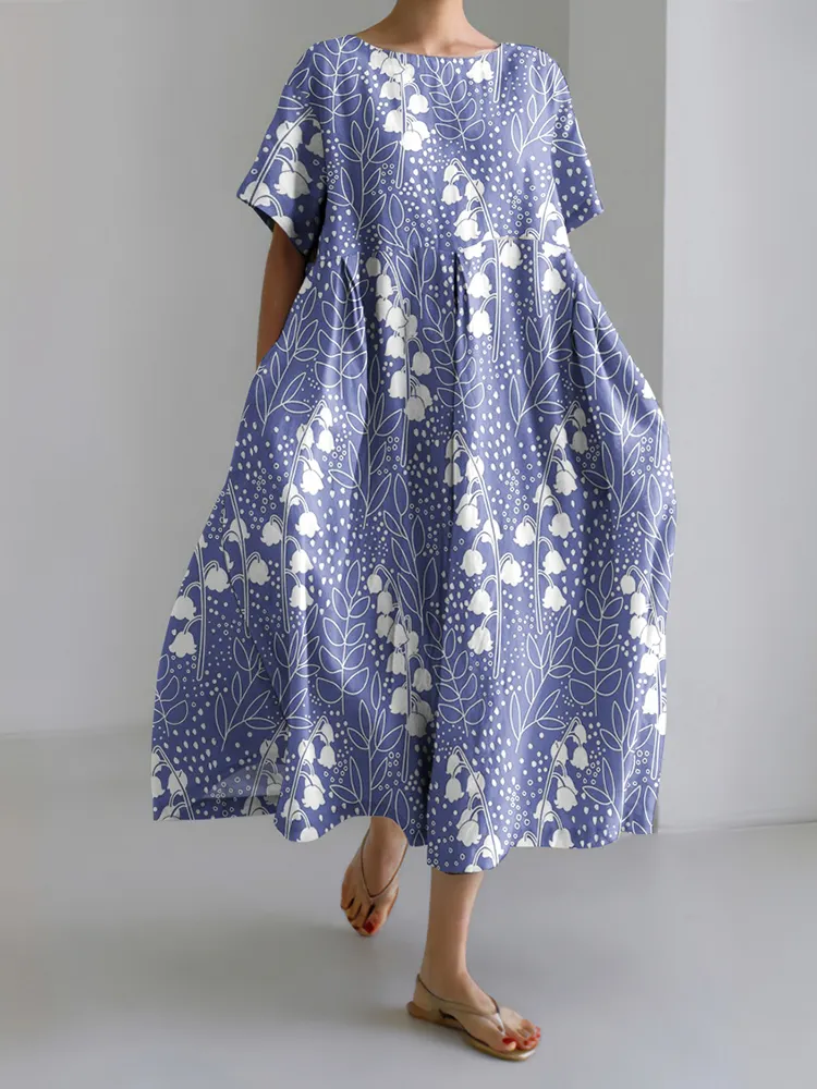 Women's Convallaria Majalis Floral Lapel Dress
