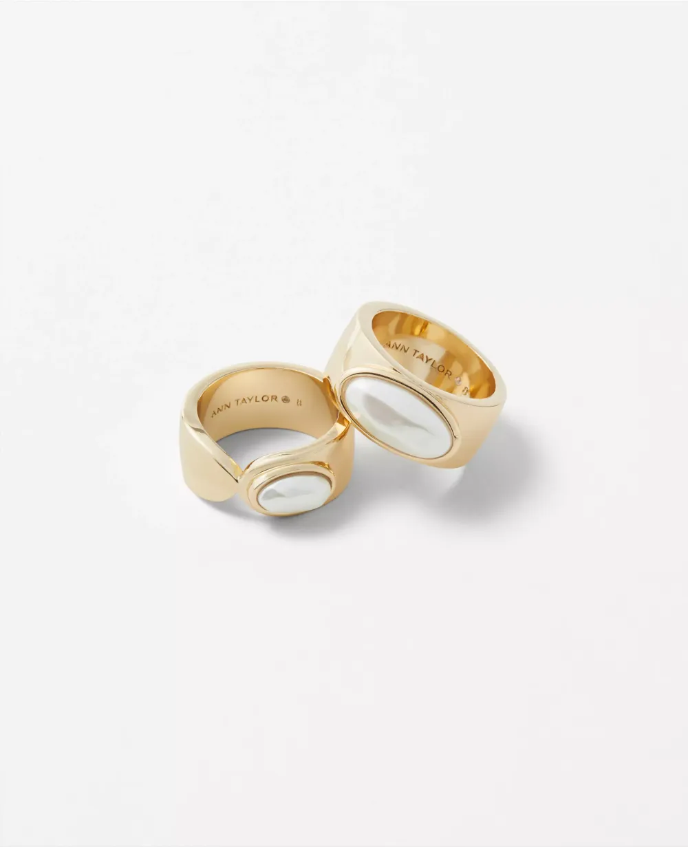 Pearlized Textured Ring Set