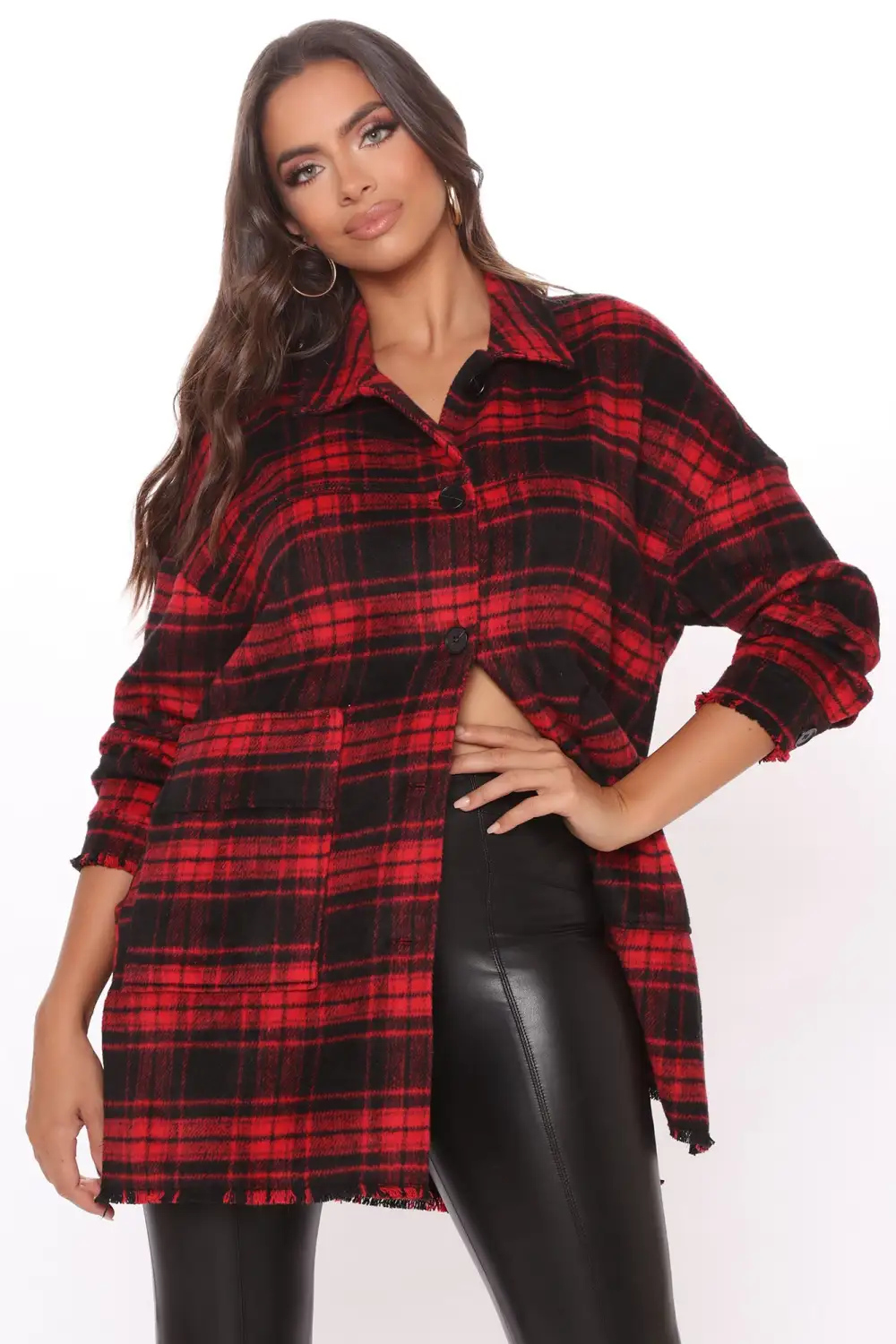 Never Plaid It So Good Shirt Jacket - Red